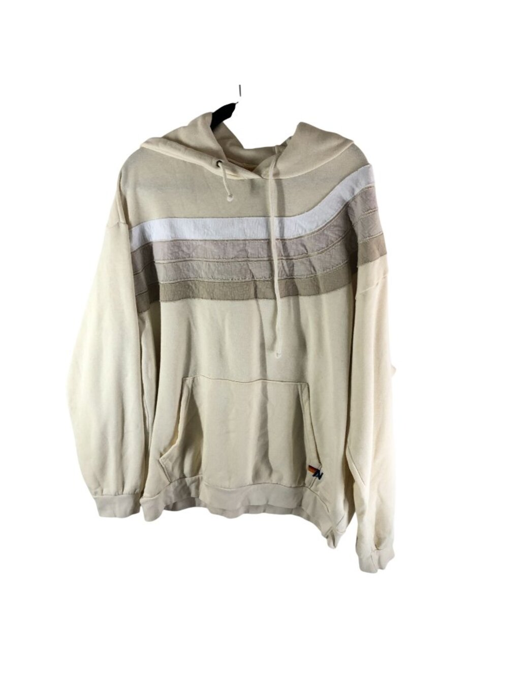 Aviator Nation Mens Wave Stripe 4 Pullover Hoodie Ivory XL